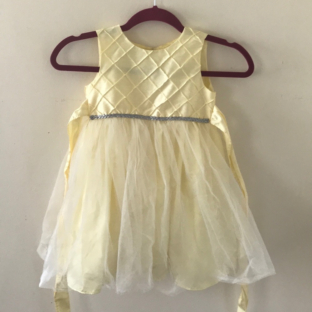 Yellow Ethereal Dress with Tulle Overlay